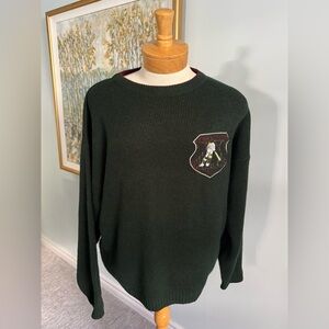 Vintage Cricketeer Knit Sweater – Crest Logo – Dark Green – Classic Preppy